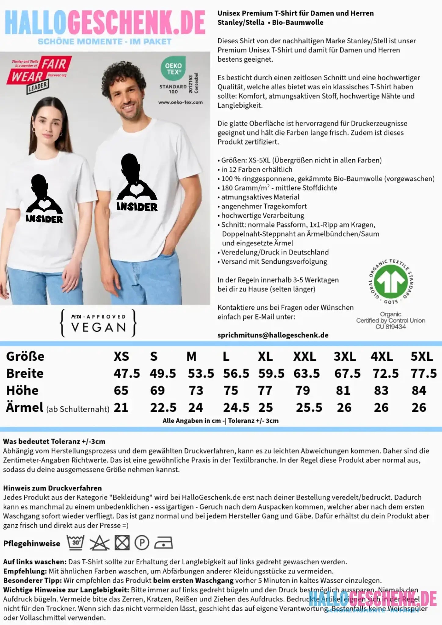 Keine Frage, ich liebe Dich auch! • Insider • personalisierter Text • Unisex Premium T-Shirt XS-5XL aus Bio-Baumwolle für Damen & Herren • Exklusivdesign • personalisiert