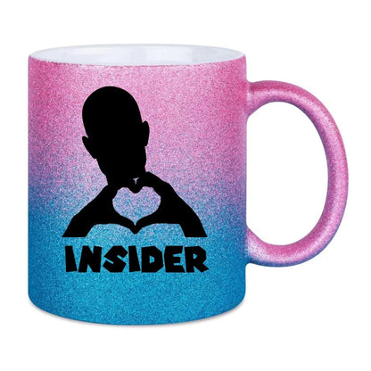 Keine Frage, ich liebe Dich auch! • Insider • personalisierter Text • Glitzertasse mit Farbverlauf von HalloGeschenk.de