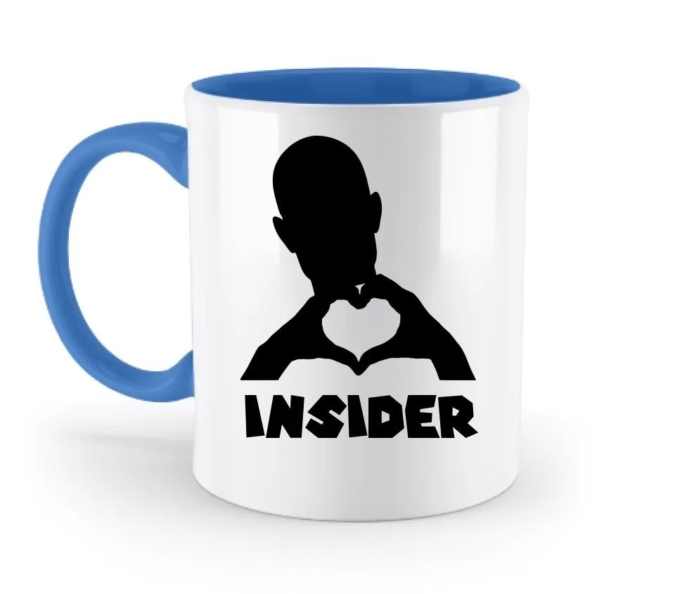 Keine Frage, ich liebe Dich auch! • Insider • personalisierter Text • zweifarbige Tasse 330ml mit farbigem Innendruck (spülmaschinengeeignet) von HalloGeschenk.de