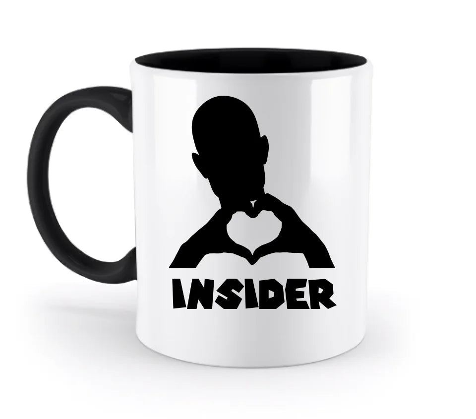 Keine Frage, ich liebe Dich auch! • Insider • personalisierter Text • zweifarbige Tasse 330ml mit farbigem Innendruck (spülmaschinengeeignet) von HalloGeschenk.de