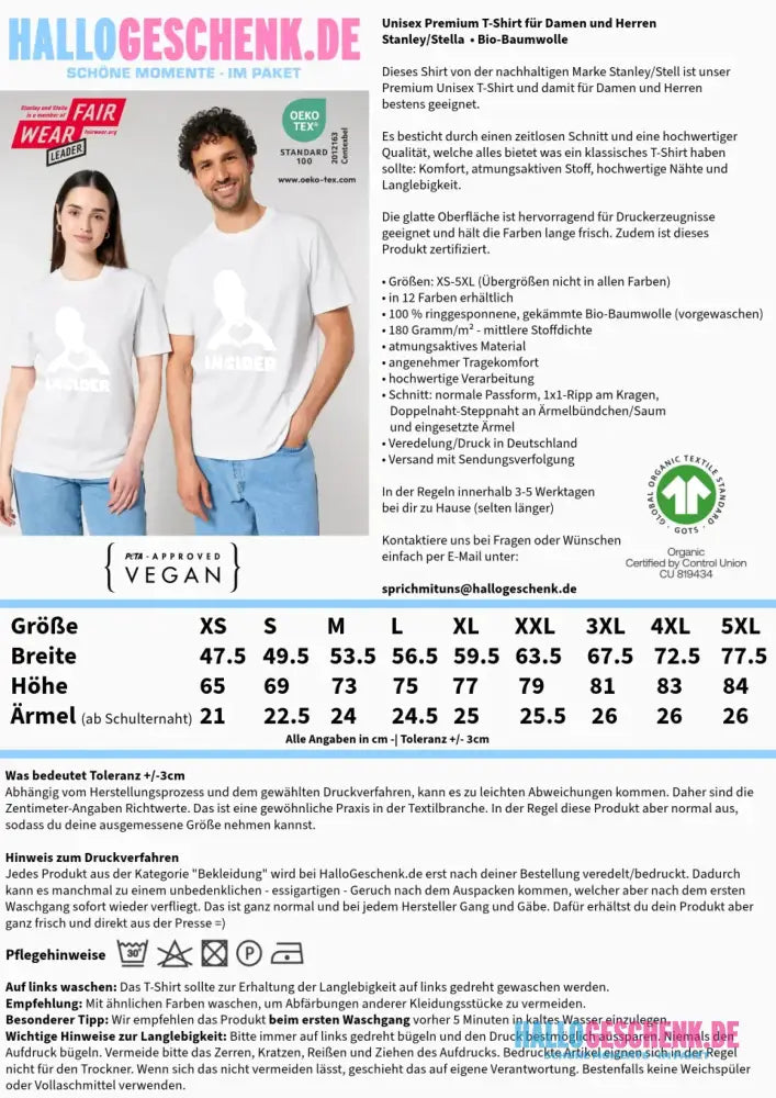 Keine Frage, ich liebe Dich auch! • Insider White • personalisierter Text • Unisex Premium T-Shirt XS-5XL aus Bio-Baumwolle für Damen & Herren • Exklusivdesign • personalisiert