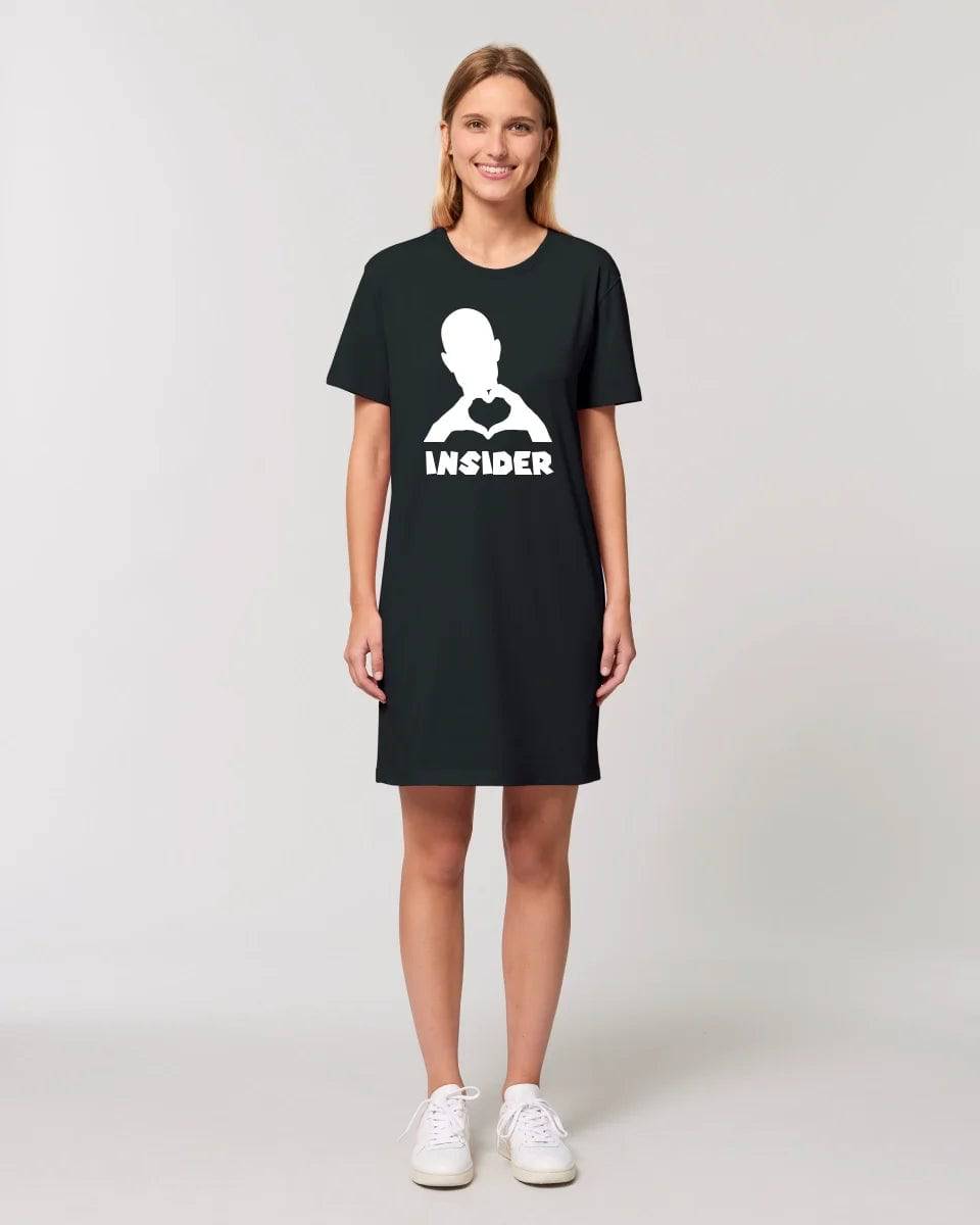 Keine Frage, ich liebe Dich auch! • Insider White • personalisierter Text • Ladies Premium T-Shirt Kleid aus Bio-Baumwolle S-2XL • Exklusivdesign • personalisiert