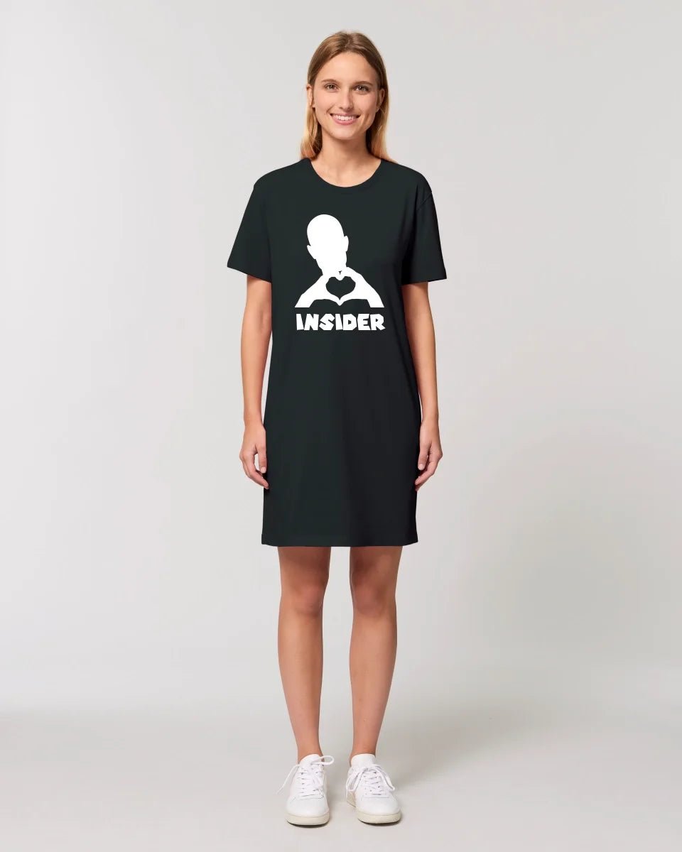 Keine Frage, ich liebe Dich auch! • Insider White • personalisierter Text • Ladies Premium T-Shirt Kleid aus Bio - Baumwolle S - 2XL • Exklusivdesign • personalisiert von HalloGeschenk.de