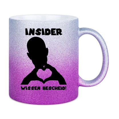 Keine Frage, ich liebe Dich auch! • Mann • personalisierter Text • Glitzertasse mit Farbverlauf von HalloGeschenk.de