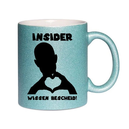 Keine Frage, ich liebe Dich auch! • Mann • personalisierter Text • Glitzertasse ohne Farbverlauf von HalloGeschenk.de