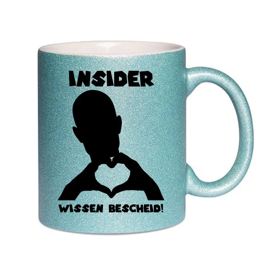 Keine Frage, ich liebe Dich auch! • Mann • personalisierter Text • Glitzertasse ohne Farbverlauf von HalloGeschenk.de