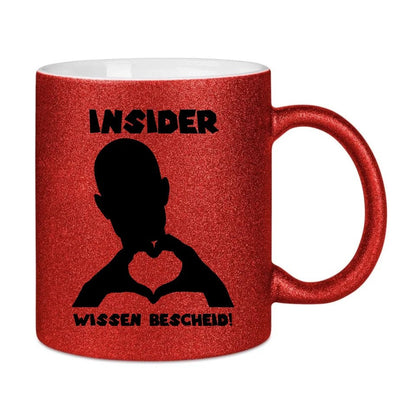 Keine Frage, ich liebe Dich auch! • Mann • personalisierter Text • Glitzertasse ohne Farbverlauf von HalloGeschenk.de