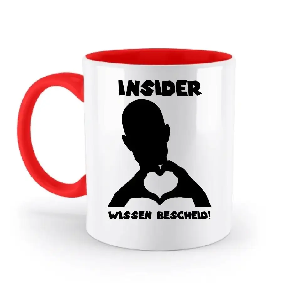 Keine Frage, ich liebe Dich auch! • personalisierter Text • zweifarbige Tasse 330ml mit farbigem Innendruck spülmaschinengeeignet