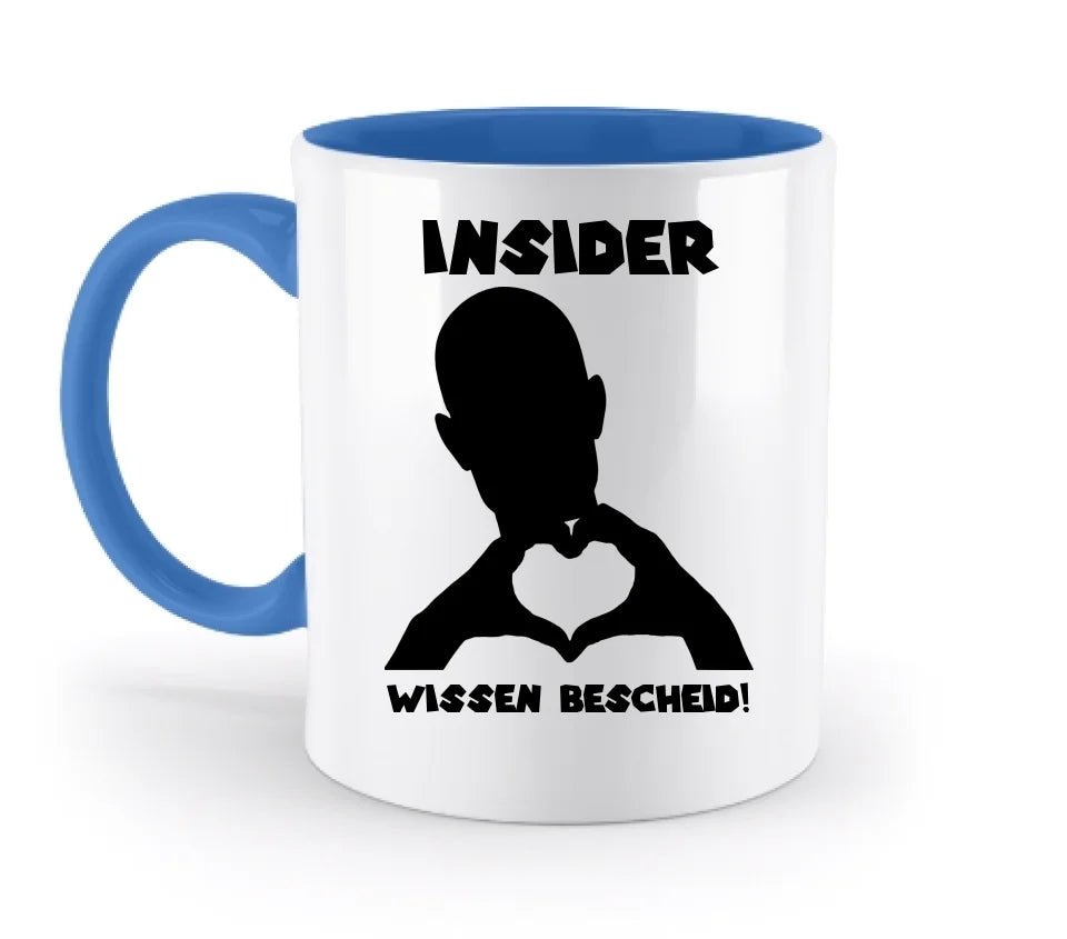 Keine Frage, ich liebe Dich auch! • personalisierter Text • zweifarbige Tasse 330ml mit farbigem Innendruck (spülmaschinengeeignet) von HalloGeschenk.de