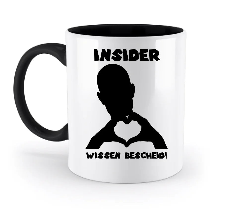 Keine Frage, ich liebe Dich auch! • personalisierter Text • zweifarbige Tasse 330ml mit farbigem Innendruck (spülmaschinengeeignet) von HalloGeschenk.de