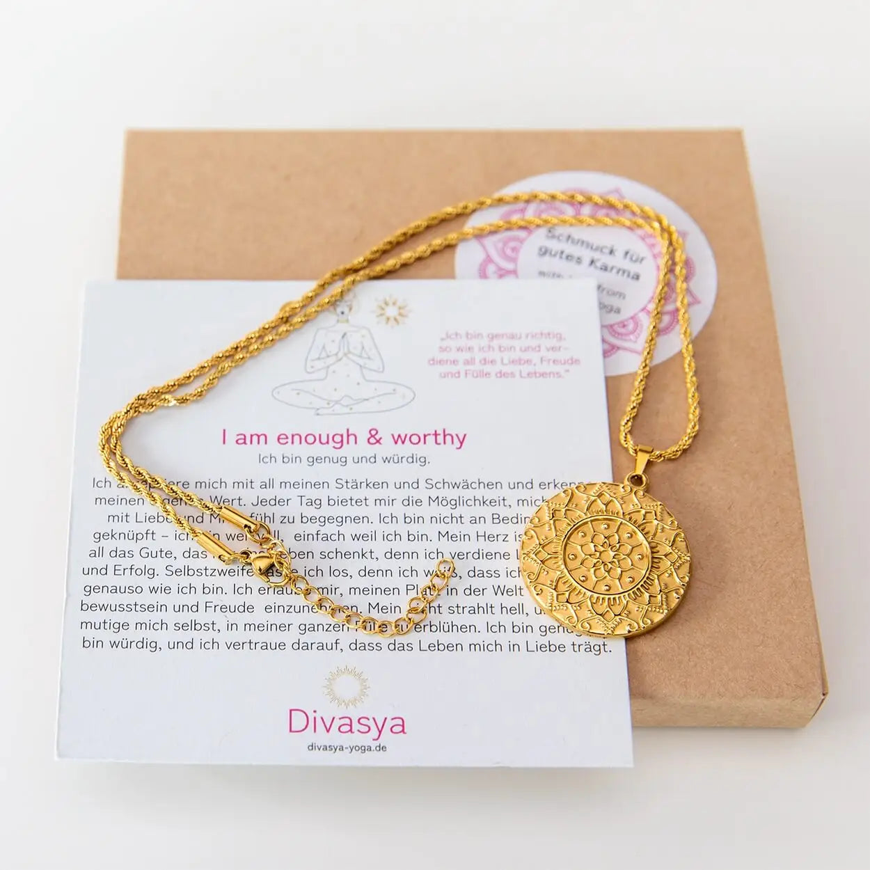 Kette mit Anhänger Mandala | vergoldet | I am enough