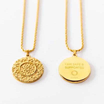 Kette mit Anhänger Mandala | vergoldet | I am safe & supported