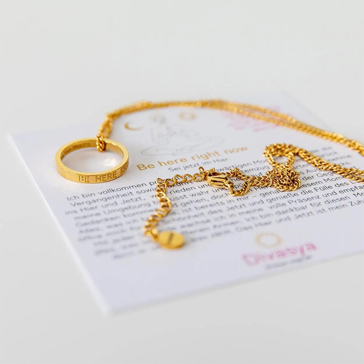 Kette mit Ring | vergoldet | Be here right now