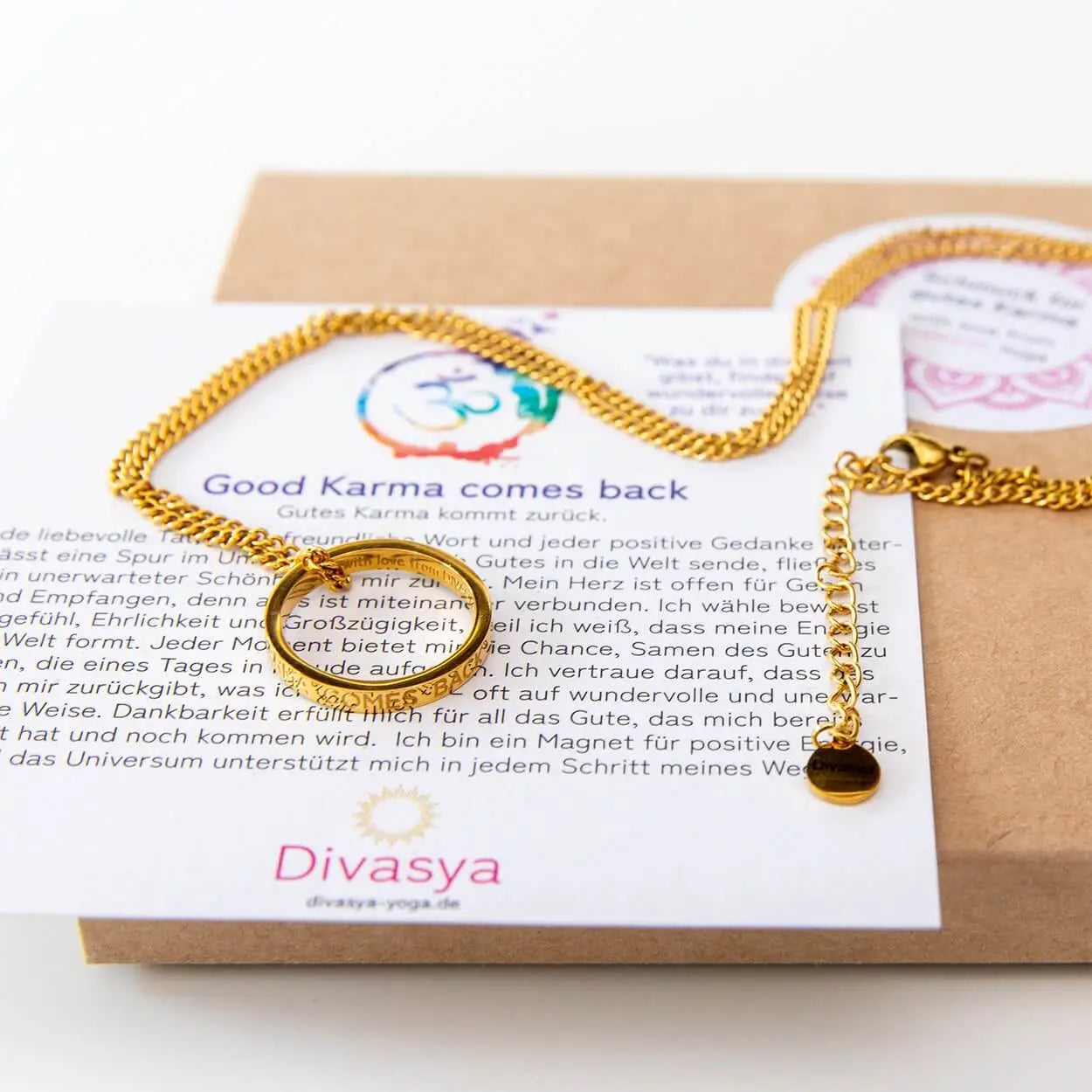 Kette mit Ring | vergoldet | Good Karma comes back