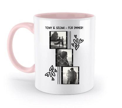 KI-Cartoon-Effekt • mehrere Artikel • ’Statement-Collection’ • Wunschtext • Mein Fotomotiv - Tassen / Powder-Pink