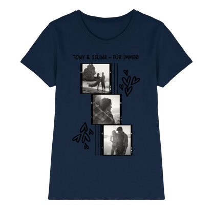 KI-Cartoon-Effekt • mehrere Artikel • ’Statement-Collection’ • Wunschtext • Mein Fotomotiv - Premium Damen T-Shirt Bio