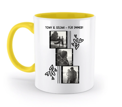 KI-Cartoon-Effekt • mehrere Artikel • ’Statement-Collection’ • Wunschtext • Mein Fotomotiv - Tassen / Yellow / 330ml