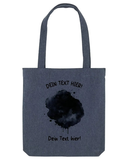Dunkelgraue leinwand-tasche mit schwarzem aquarell-spritzdesign und placeholder-text aus der statement-collection