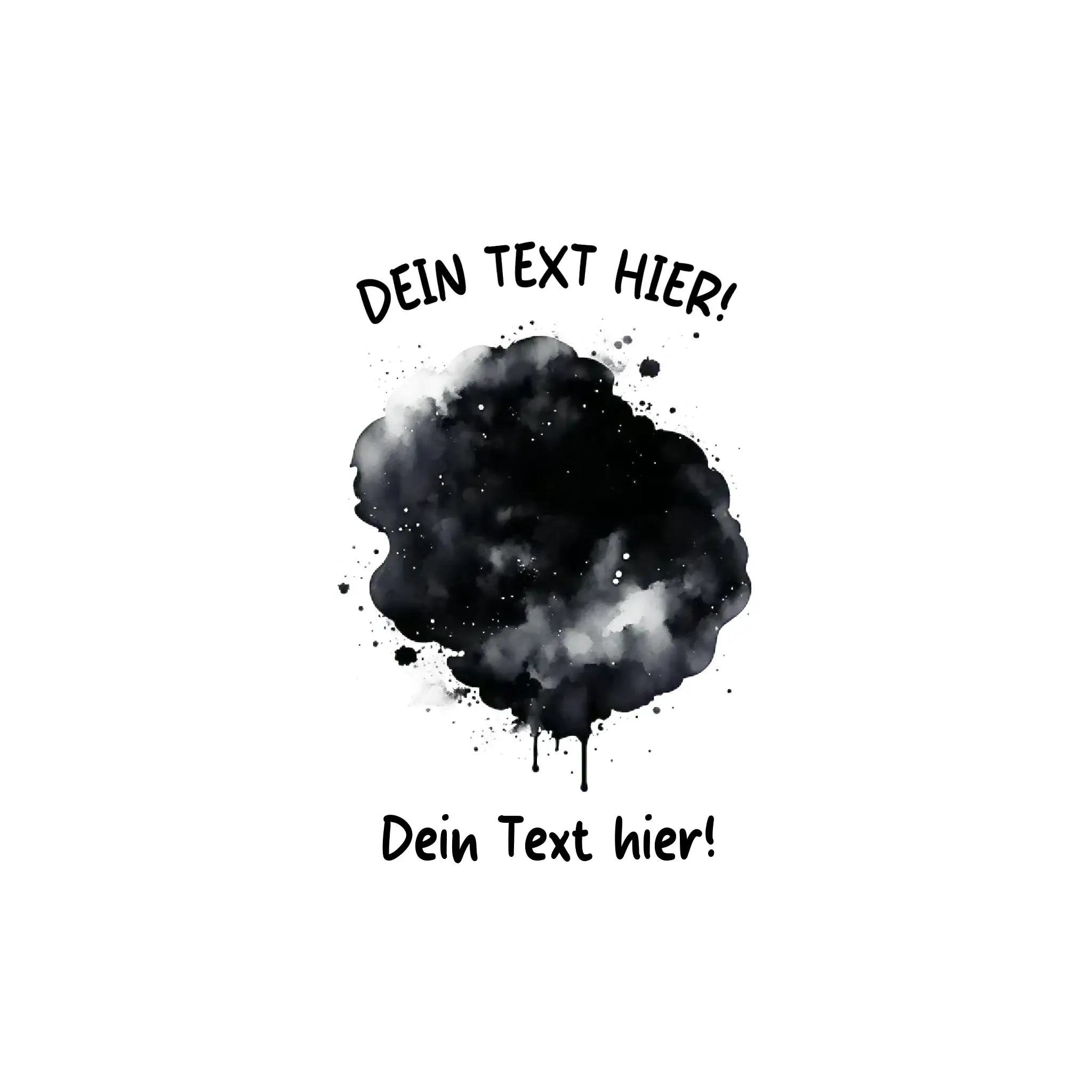 Schwarzer aquarell tintenspritzer mit weißen tropfen und sprenkeln im cartoon effekt von der statement collection