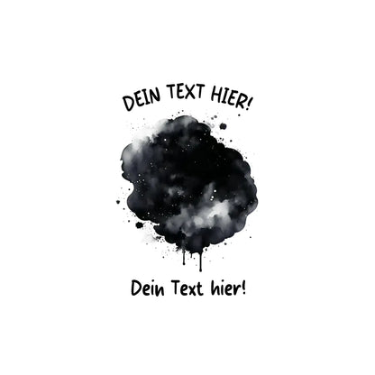 Schwarzer aquarell tintenspritzer mit weißen tropfen und sprenkeln im cartoon effekt von der statement collection