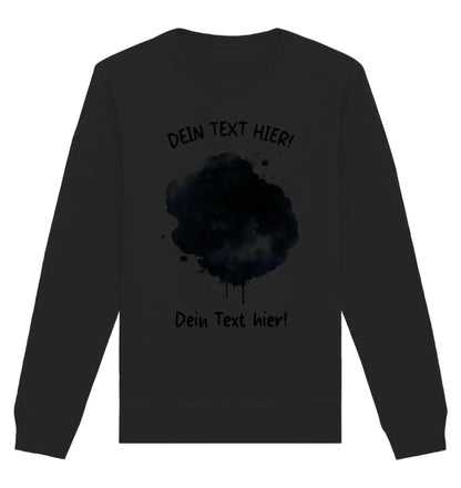 Schwarzes langarmshirt mit aquarell tintenfleck design und schwarzem platzhaltertext aus der statement collection