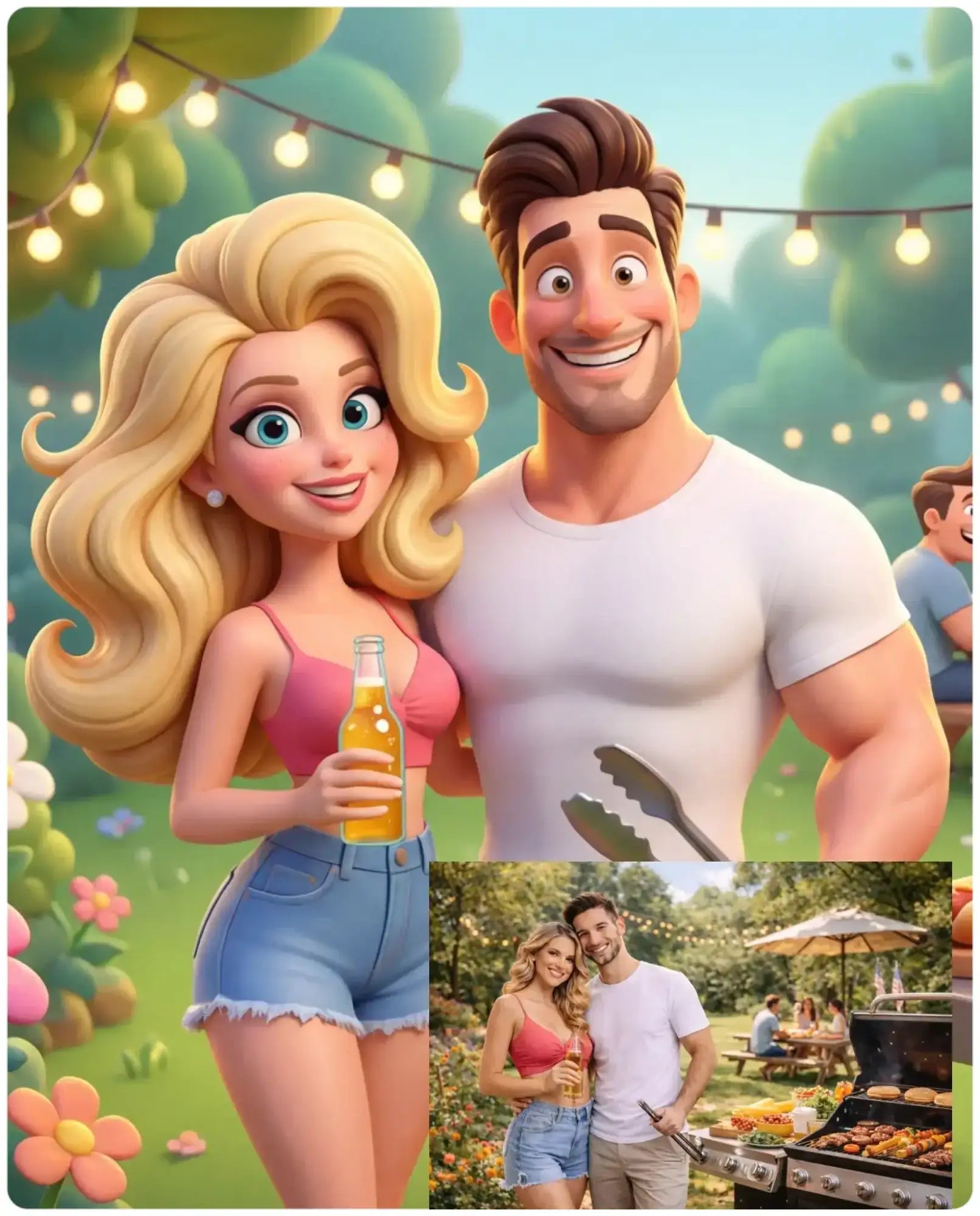 Rosa tank top mit figurbetontem, ärmellosem schnitt und rundem ausschnitt im ki-cartoon-effekt zigarettenetui design