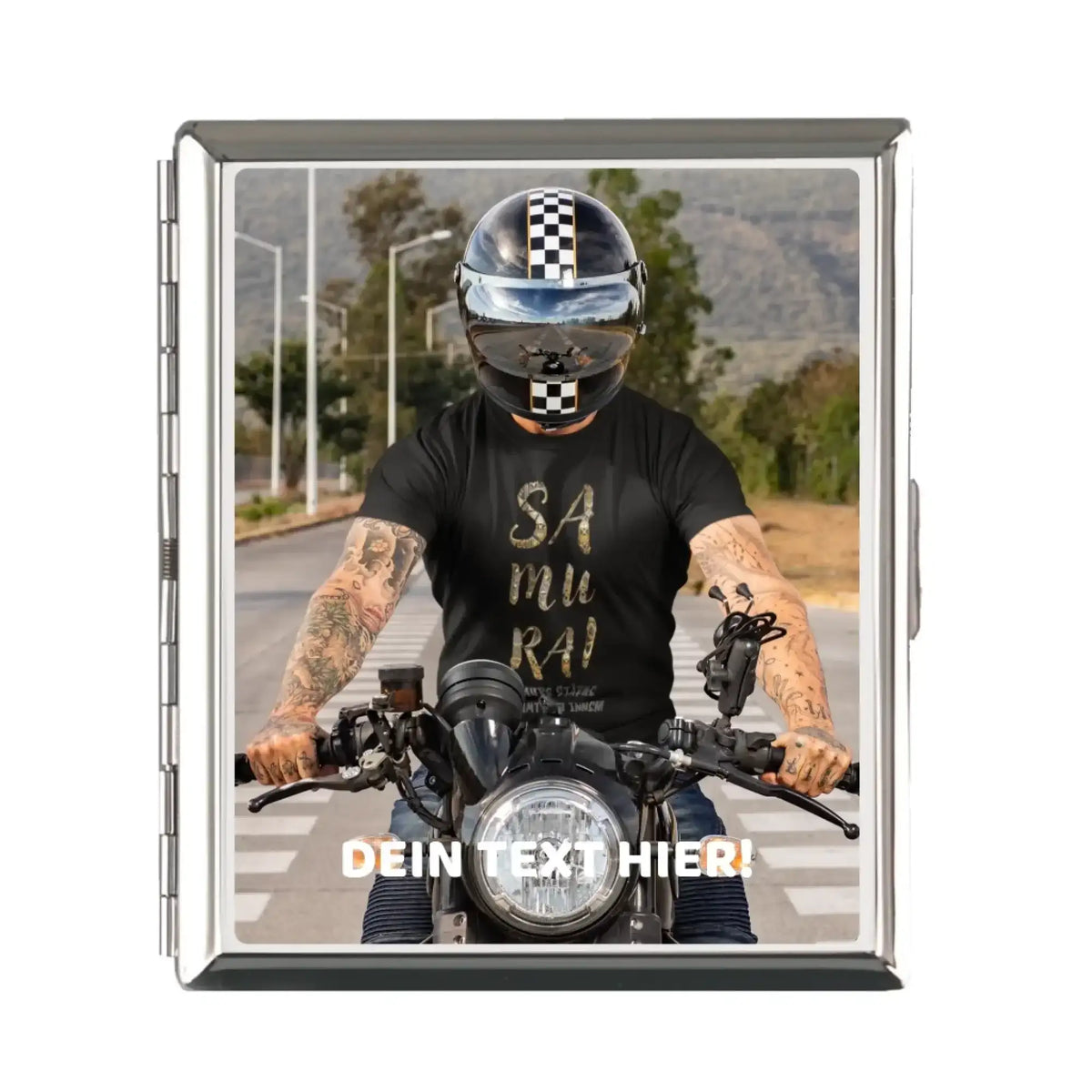 Zigarettenetui Beispiel mit Text