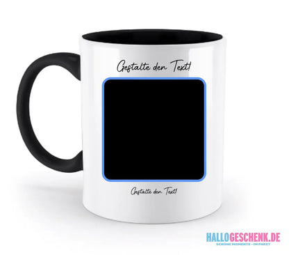 KI-Effekt: Dein Foto im Cartoon-Stil • diverse personalisierbare Artikel - zweifarbige Tasse / Black / 330ml
