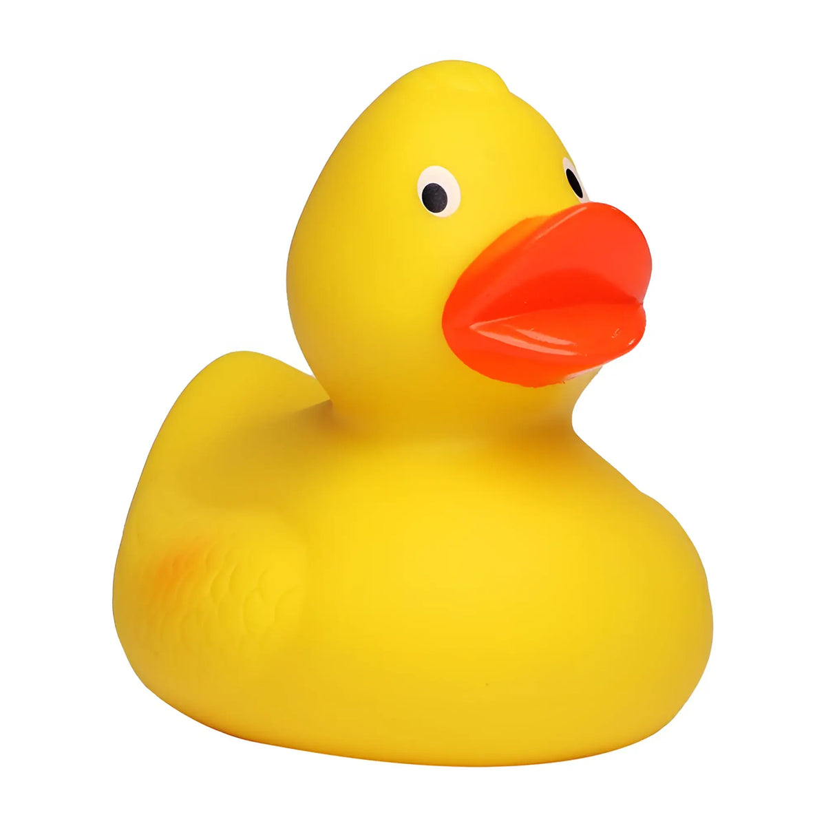 Ein klassischer gelber gummienten badeente mit orangefarbenem schnabel und schwarzen augen 8,3 cm