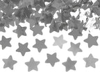 Konfettikanone mit glänzenden silbernen sternförmigen metallic-konfetti für feierliche anlässe