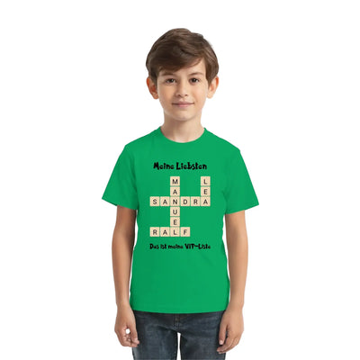 Grünes kurzarmshirt mit kreuzworträtsel-design mandela und lief aus der statement-collection mit wunschtext
