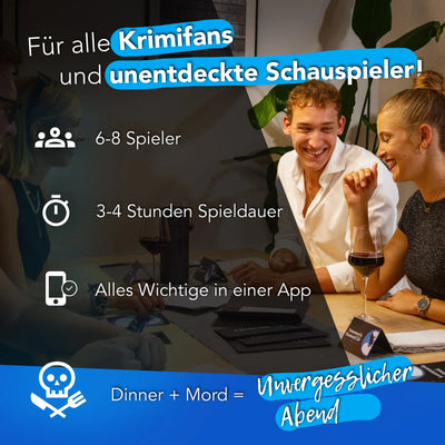 Ein schwarzes tablet liegt auf einem tisch neben weingläsern für krimidinner das letzte konzert 6-8 personen