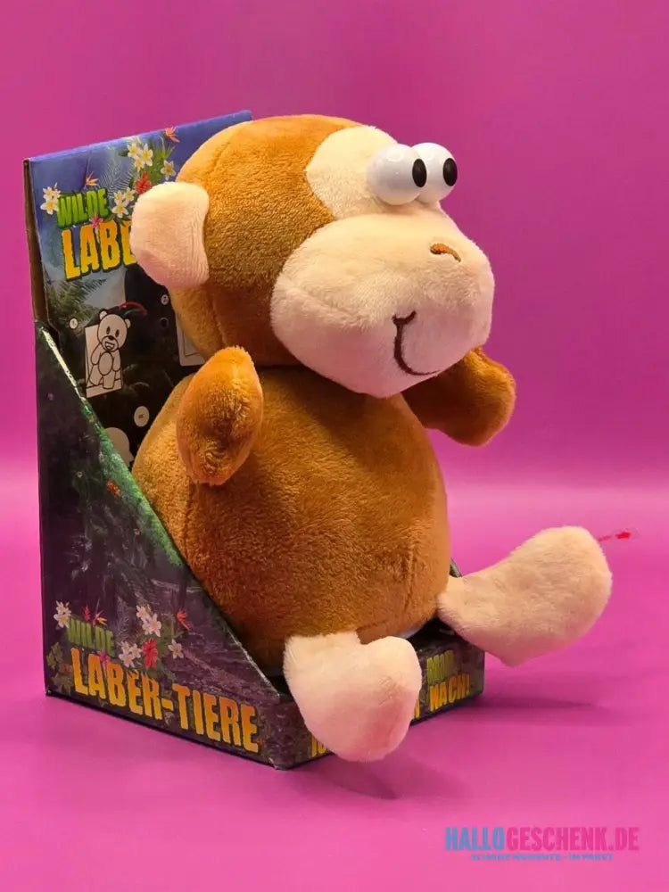 Laber-Affe ZULU, der alles nachplappert • inkl. Batterien • 18x12x16cm • Labertiere