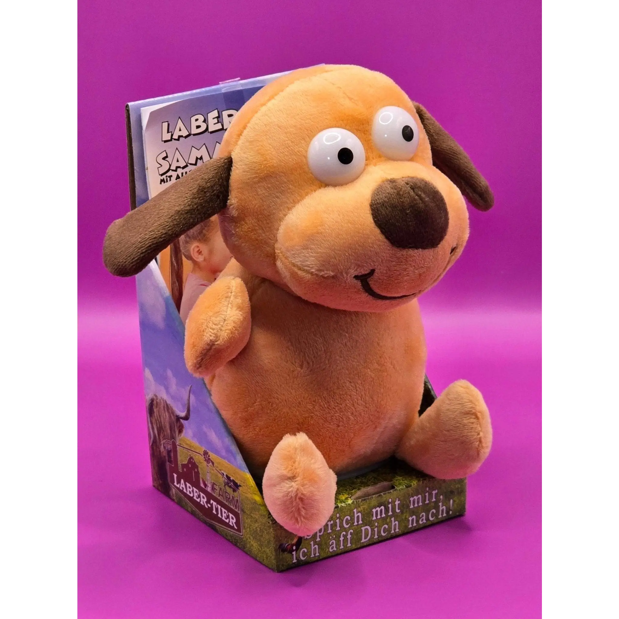 Laber-Hund BRUNO, der alles nachplappert • inkl. Batterien • 18x12x17cm • Labertiere