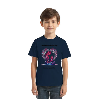 Navyblaues kurzarmshirt mit pink lila herz aus funkelnden punkten aus der statement collection beste mama