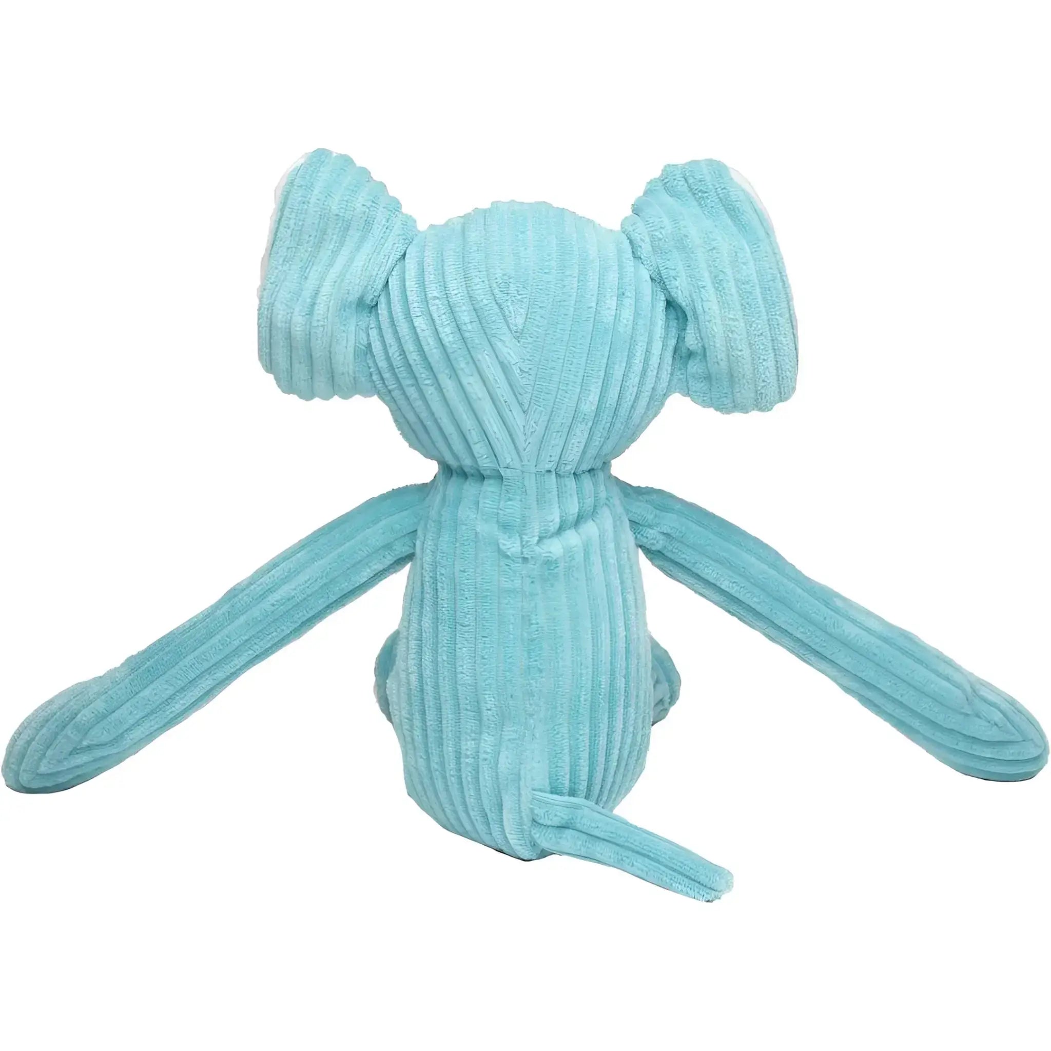 A weiches hellblaues corduroy elefanten kuscheltier mit langen ohren und gliedmaßen aus dem lanky quartett mini feet set