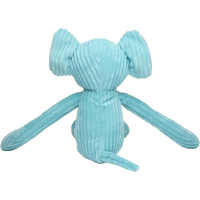 A weiches hellblaues corduroy elefanten kuscheltier mit langen ohren und gliedmaßen aus dem lanky quartett mini feet set