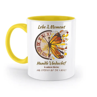 Lebe den Moment • zweifarbige Tasse • Exklusivdesign • personalisiert
