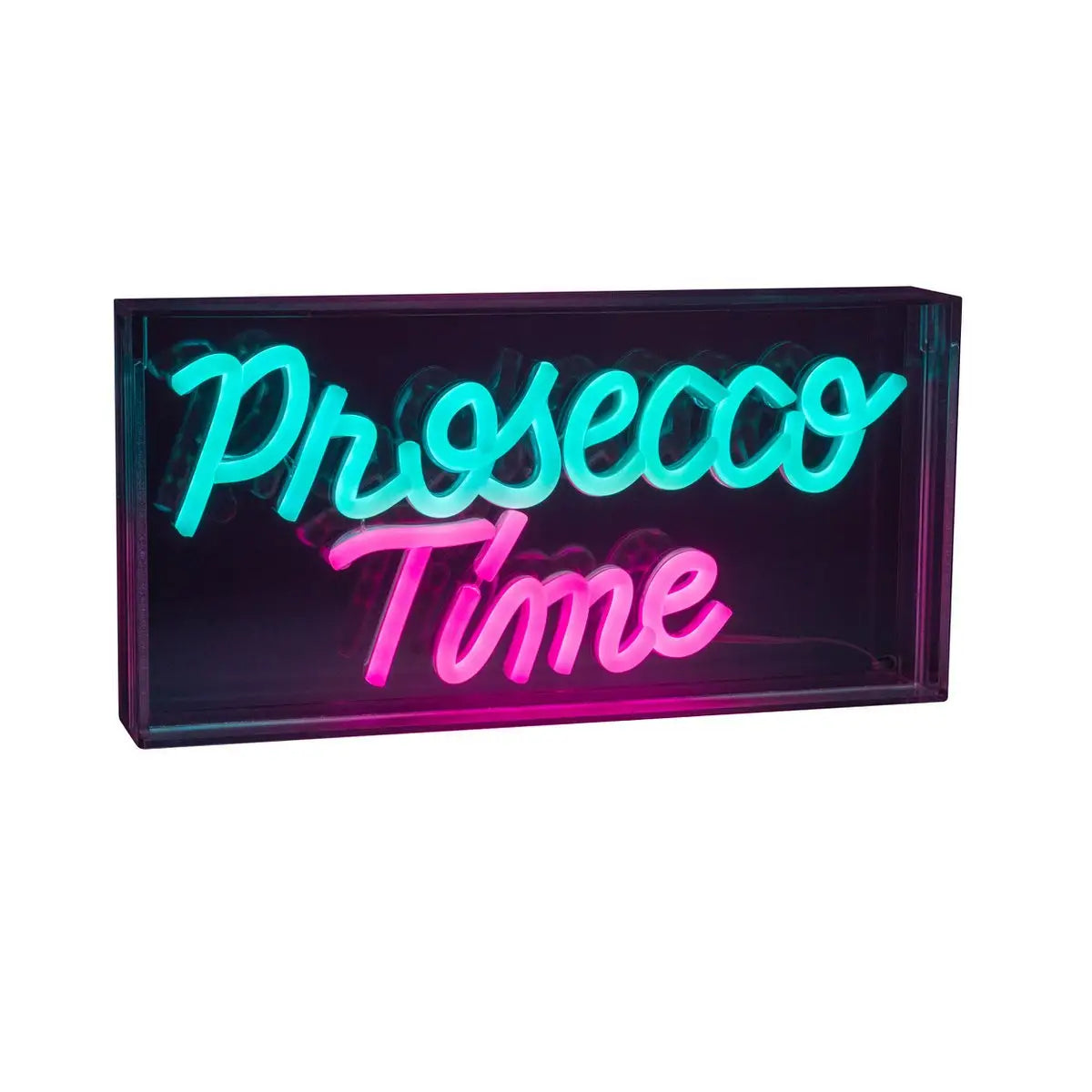 LED Schriftleuchte "PROSECCO TIME" Deko für Innen 30 x 15 cm, in blau und magenta-rot