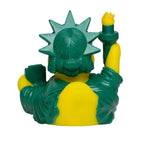 Grün-gelbe plastik quietscheente liberty duck new york als freiheitsstatue fürs badezimmer oder als deko