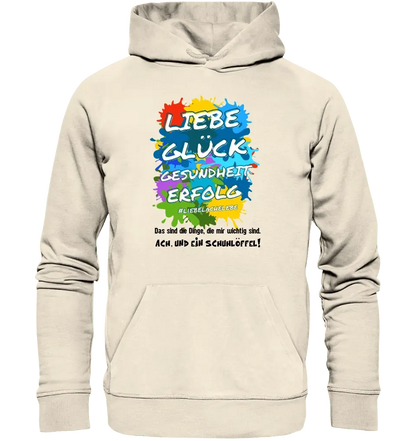 Liebe Glück Gesundheit Erfolg • Unisex Premium Hoodie XS - 5XL aus Bio - Baumwolle für Damen & Herren • Exklusivdesign • personalisiert - HalloGeschenk.de