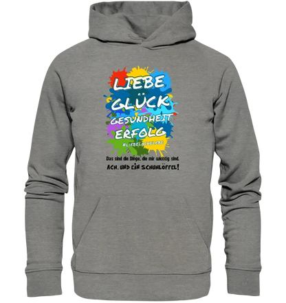 Liebe Glück Gesundheit Erfolg • Unisex Premium Hoodie XS - 5XL aus Bio - Baumwolle für Damen & Herren • Exklusivdesign • personalisiert - HalloGeschenk.de