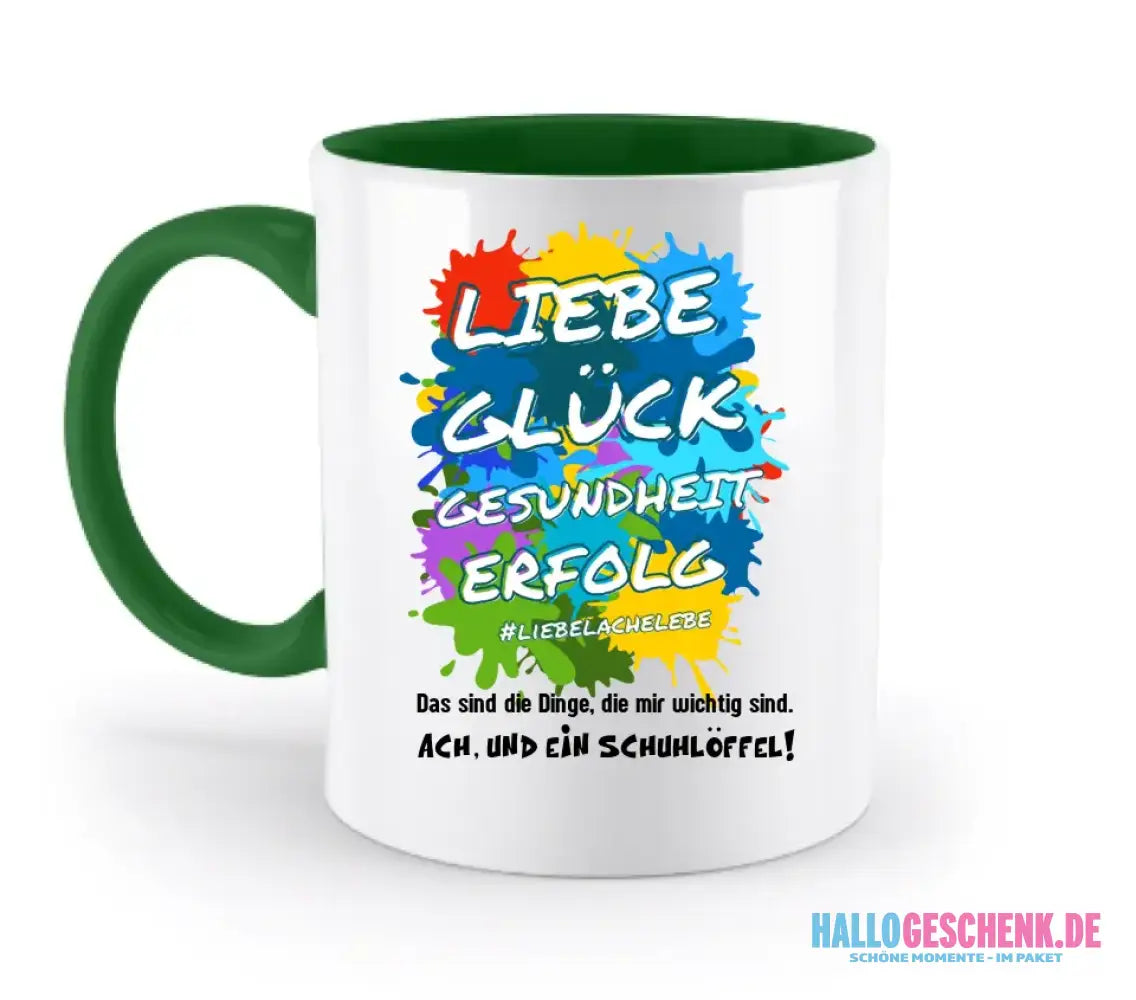 Liebe Glück Gesundheit Erfolg • zweifarbige Tasse • Exklusivdesign • personalisiert