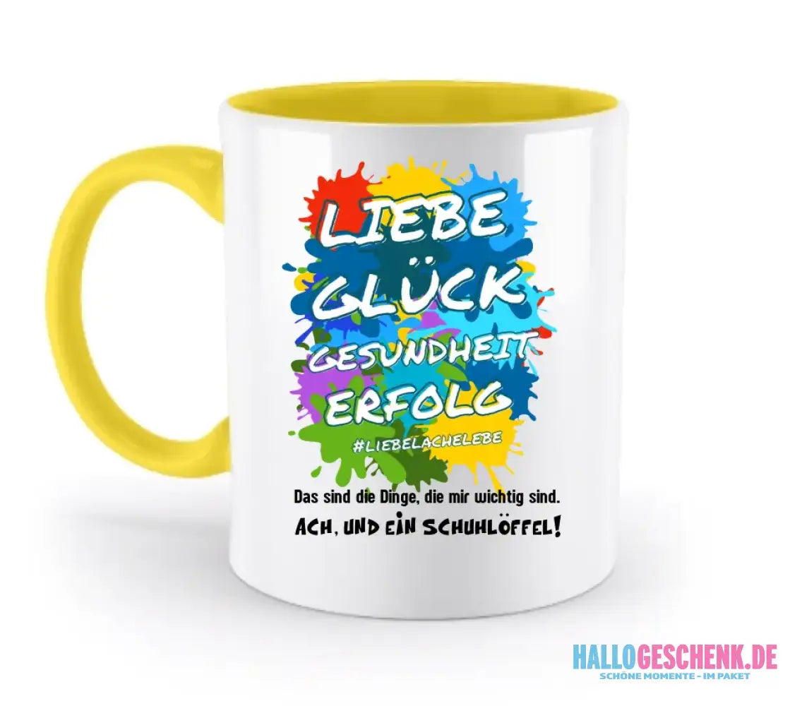 Liebe Glück Gesundheit Erfolg • zweifarbige Tasse • Exklusivdesign • personalisiert