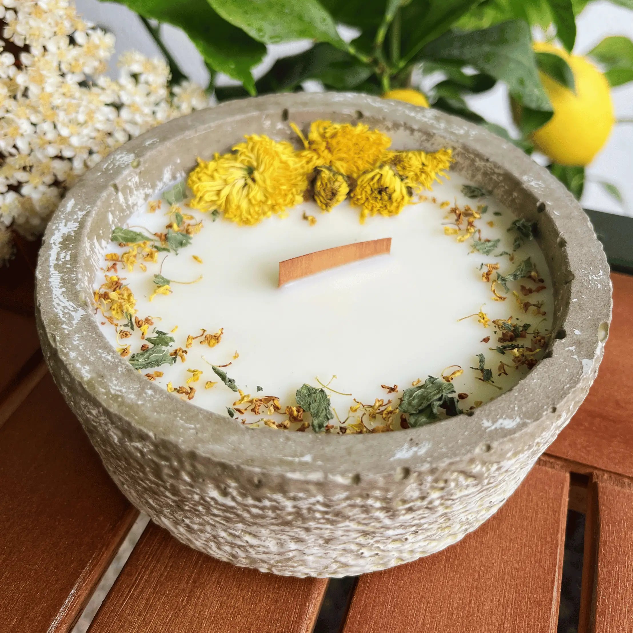 Limitierte Einzelstücke: Outdoor Citronella-Betonkerze „Mugge Schreck“ – Handgemachter Insektenschutz