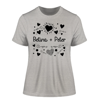 Love Design 1-3 mit Wunschnamen (personalisierbare Motive) - Damen T-Shirt (Fitted) • Bio / Heather Grey / 2XL