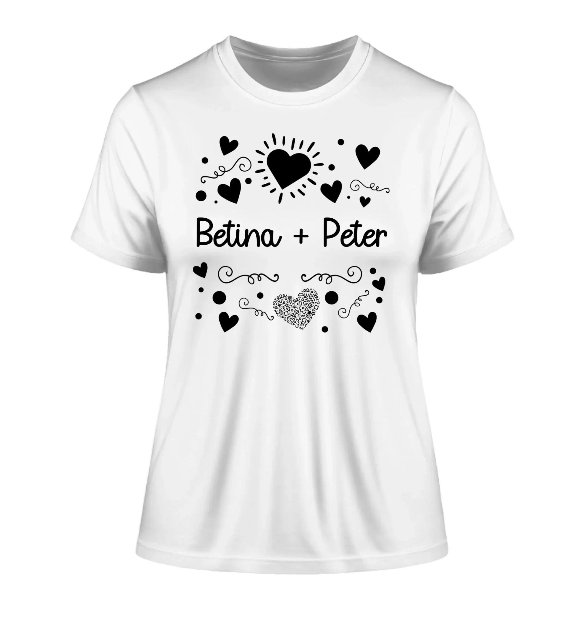 Love Design 1-3 mit Wunschnamen (personalisierbare Motive) - Damen T-Shirt (Fitted) • Bio / White / 2XL