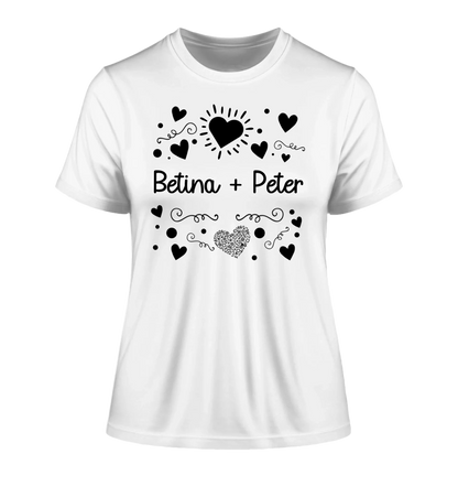 Love Design 1-3 mit Wunschnamen (personalisierbare Motive) - Damen T-Shirt (Fitted) • Bio / White / 2XL