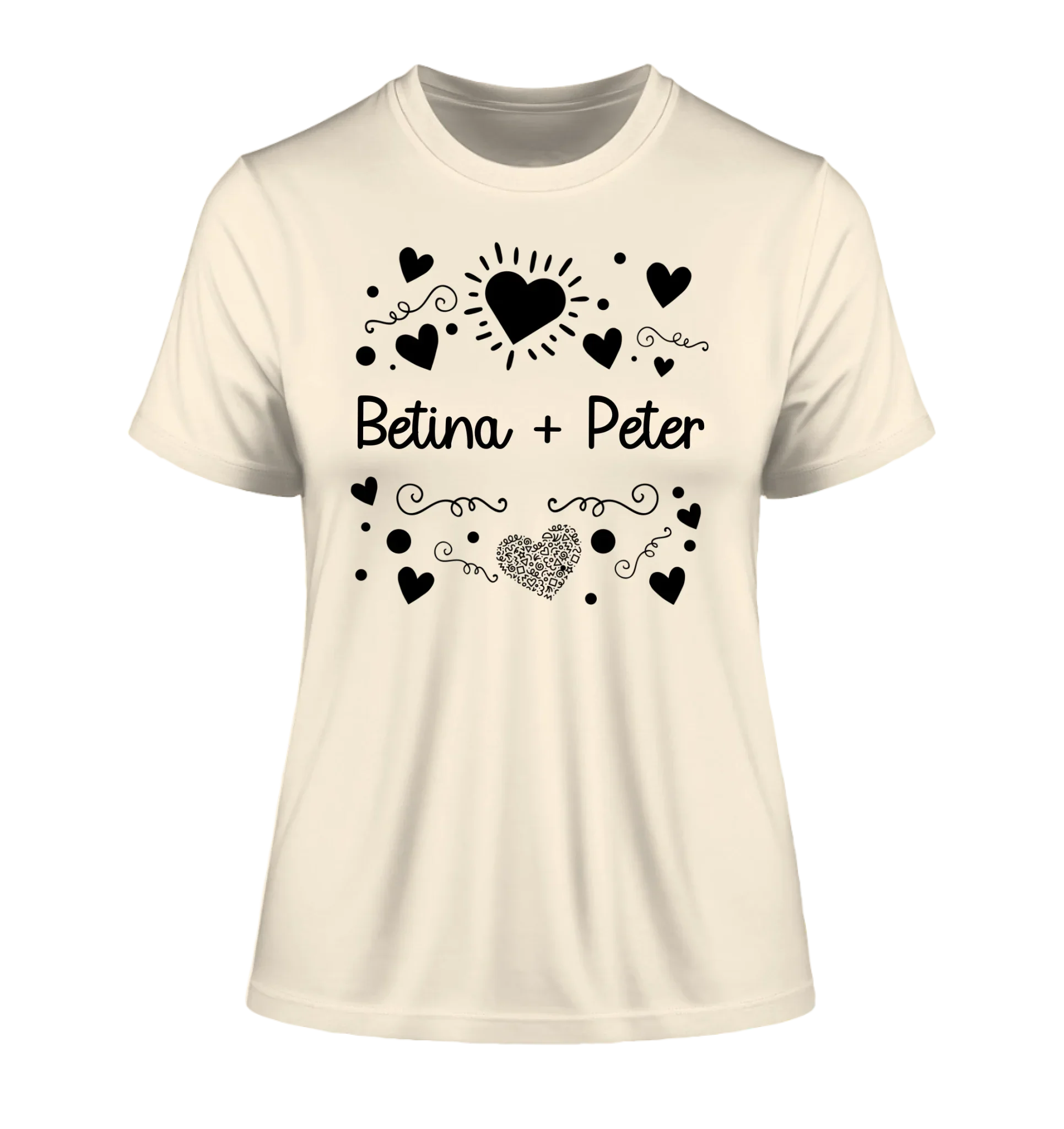 Love Design 1-3 mit Wunschnamen (personalisierbare Motive) - Damen T-Shirt (Fitted) • Bio / Natural / 2XL
