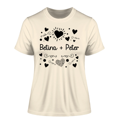 Love Design 1-3 mit Wunschnamen (personalisierbare Motive) - Damen T-Shirt (Fitted) • Bio / Natural / 2XL